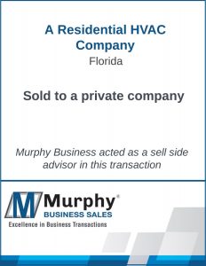A Residential HVAC Company Sold by Murphy Business Clearwater Office