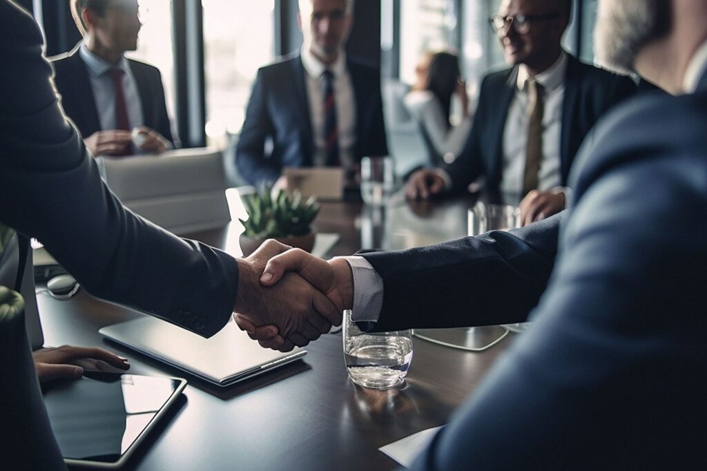 image of two people shaking hands after business sale
