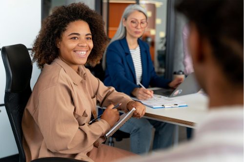 Business brokers at conference table